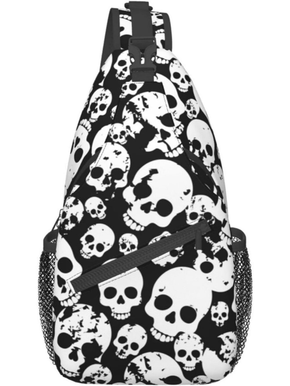 Unisex Black White Horror Hiking Backpack Chest Daypack Crossbody Sling Bag
